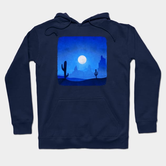 Dreamy Blue Desert Moon Seventies Snapshot Hoodie by LittleBunnySunshine